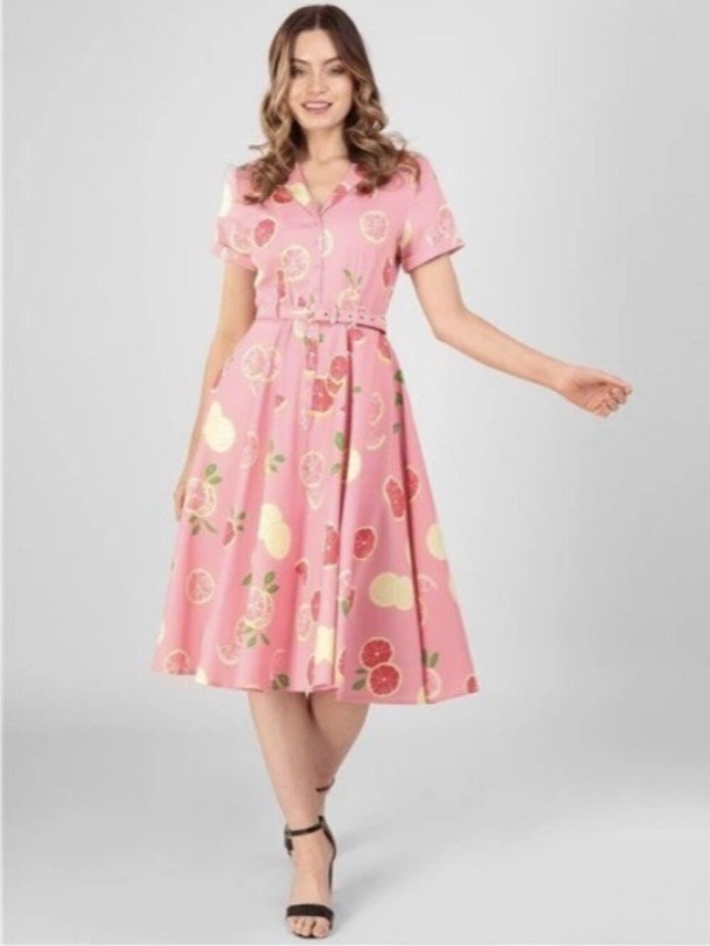 Collectif Caterina Grapefruit Swing Dress Size 3XL - Picture 9 of 9